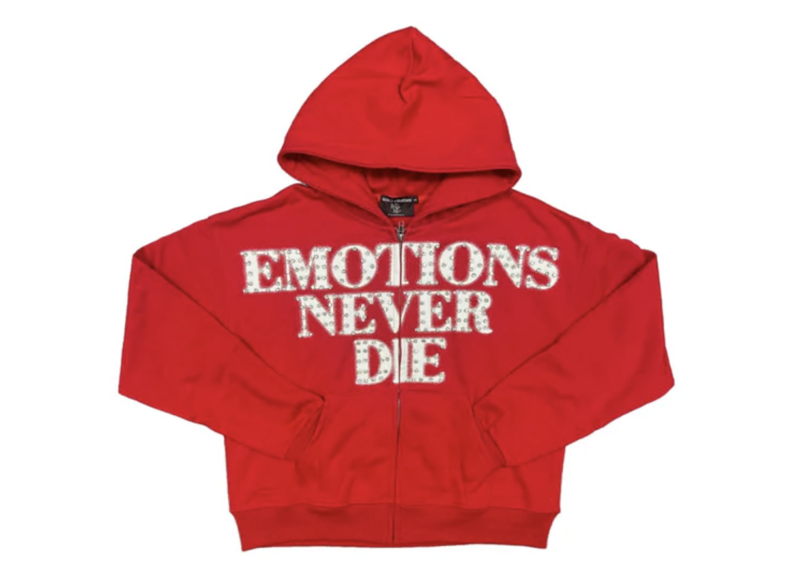 Red End Rhinestone Zip Up