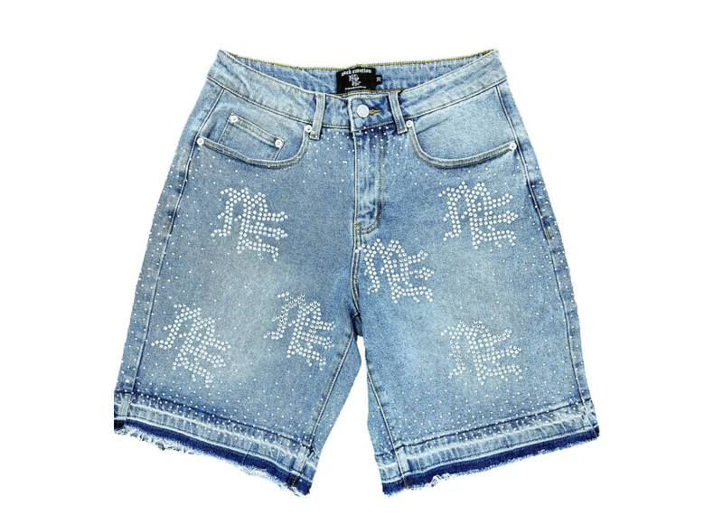 ME Rhinestone Blue Denim Shorts