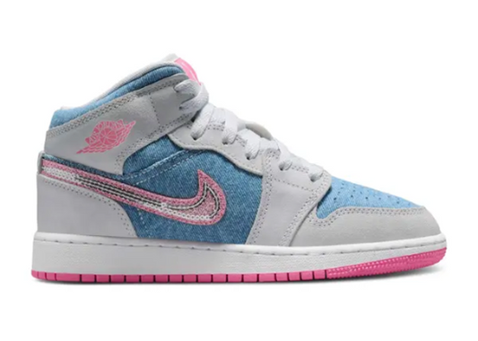 Jordan 1 Mid GS Denim Sequin PRE OWNED