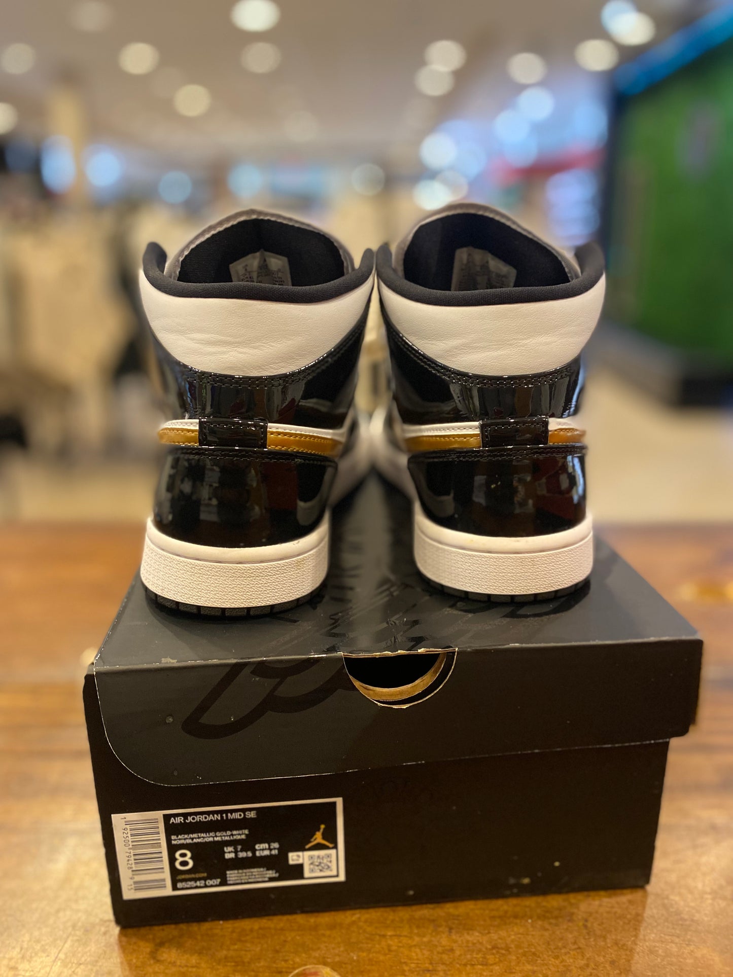 Air Jordan 1 Mid Patent SE Black Gold PRE-OWNED