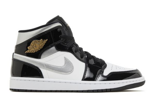 Jordan 1 Mid SE Black White Metallic Silver PRE OWNED