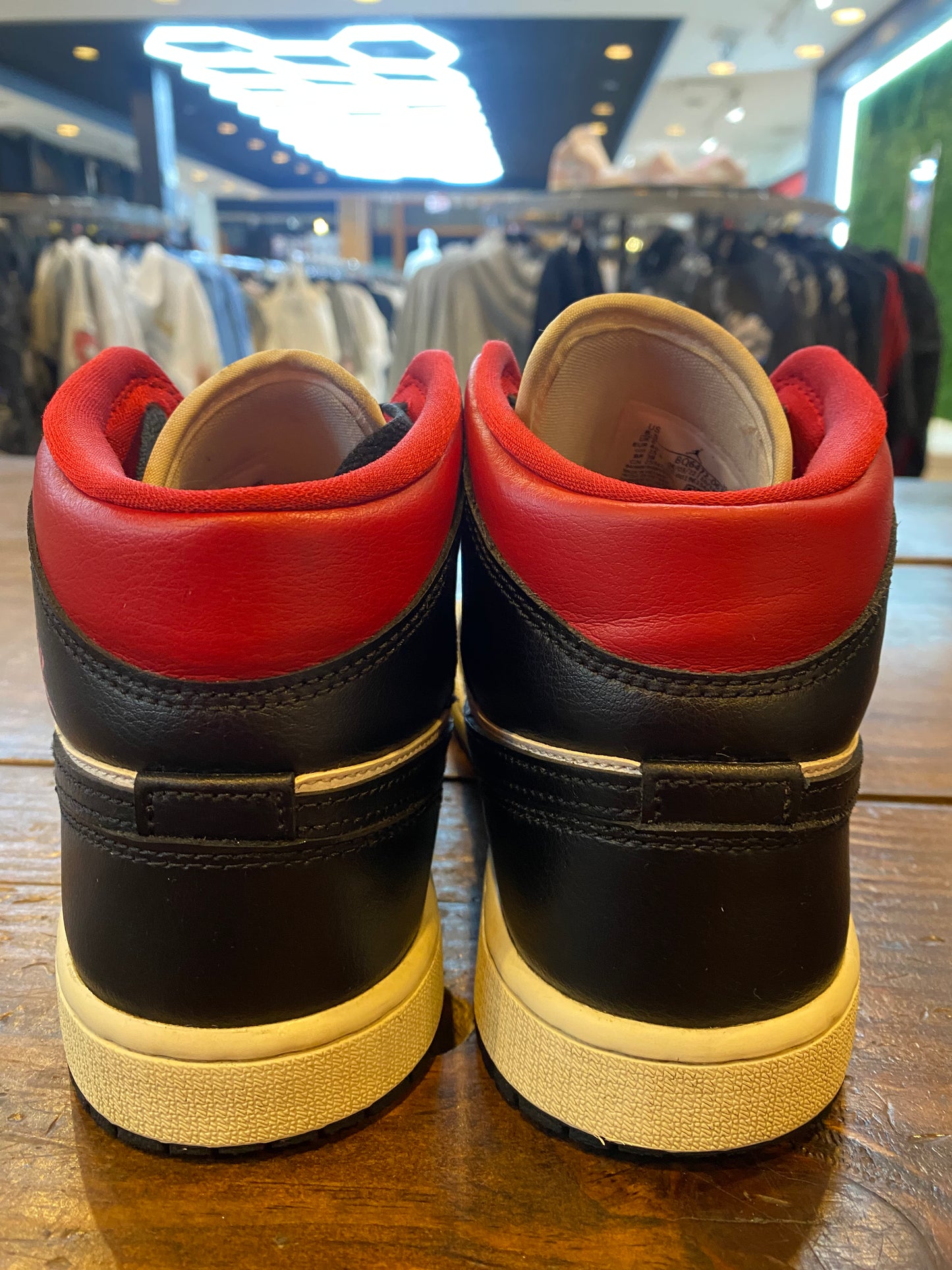 Wmns Jordan 1 Mid Black Sail Gym Red PRE OWNED