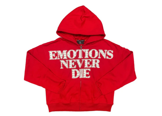 Red End Rhinestone Zip Up