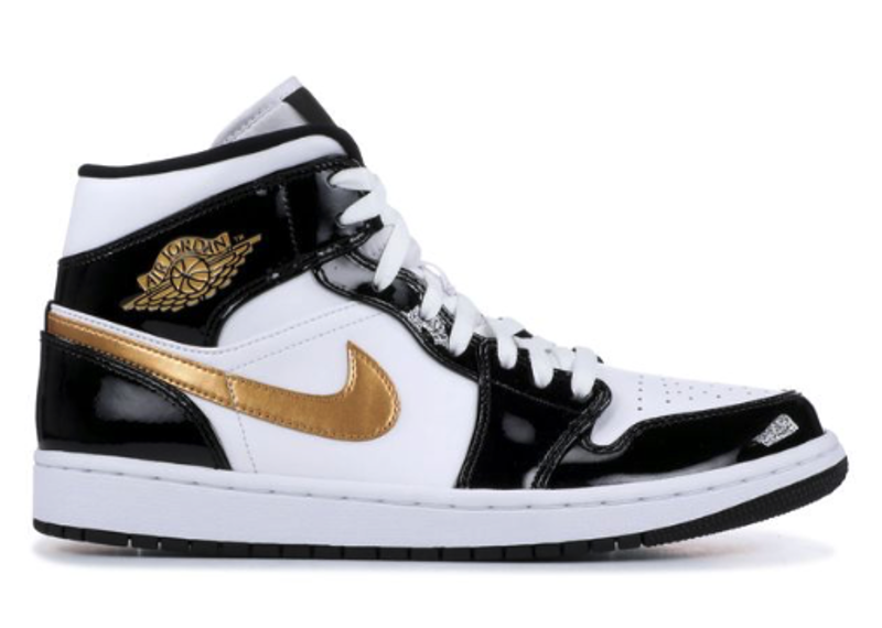 Air Jordan 1 Mid Patent SE Black Gold PRE-OWNED