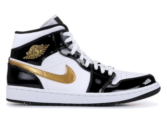 Air Jordan 1 Mid Patent SE Black Gold PRE-OWNED