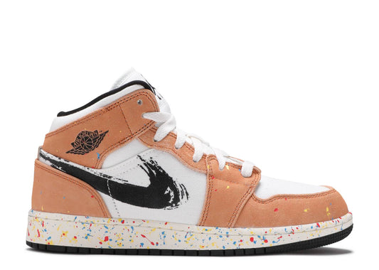 Air Jordan 1 Mid SE GS Brushstroke Paint Splatter