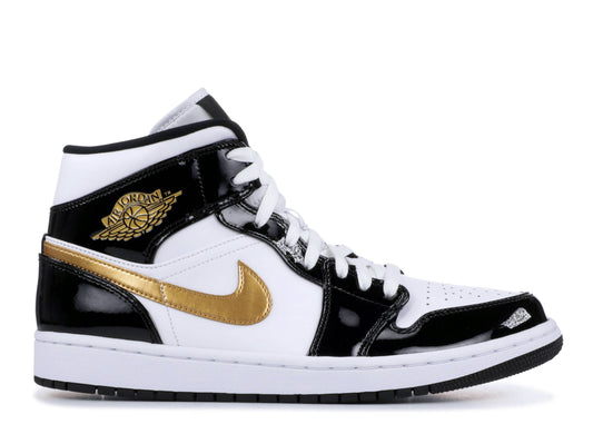 Air Jordan 1 Mid Patent Black Gold